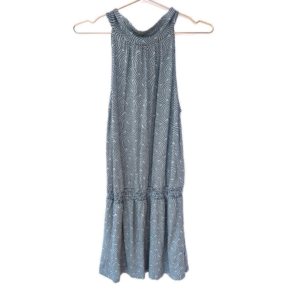 Juicy Couture Light Blue Polka Dot High Neck Elastic Waist Sleeveless Dress